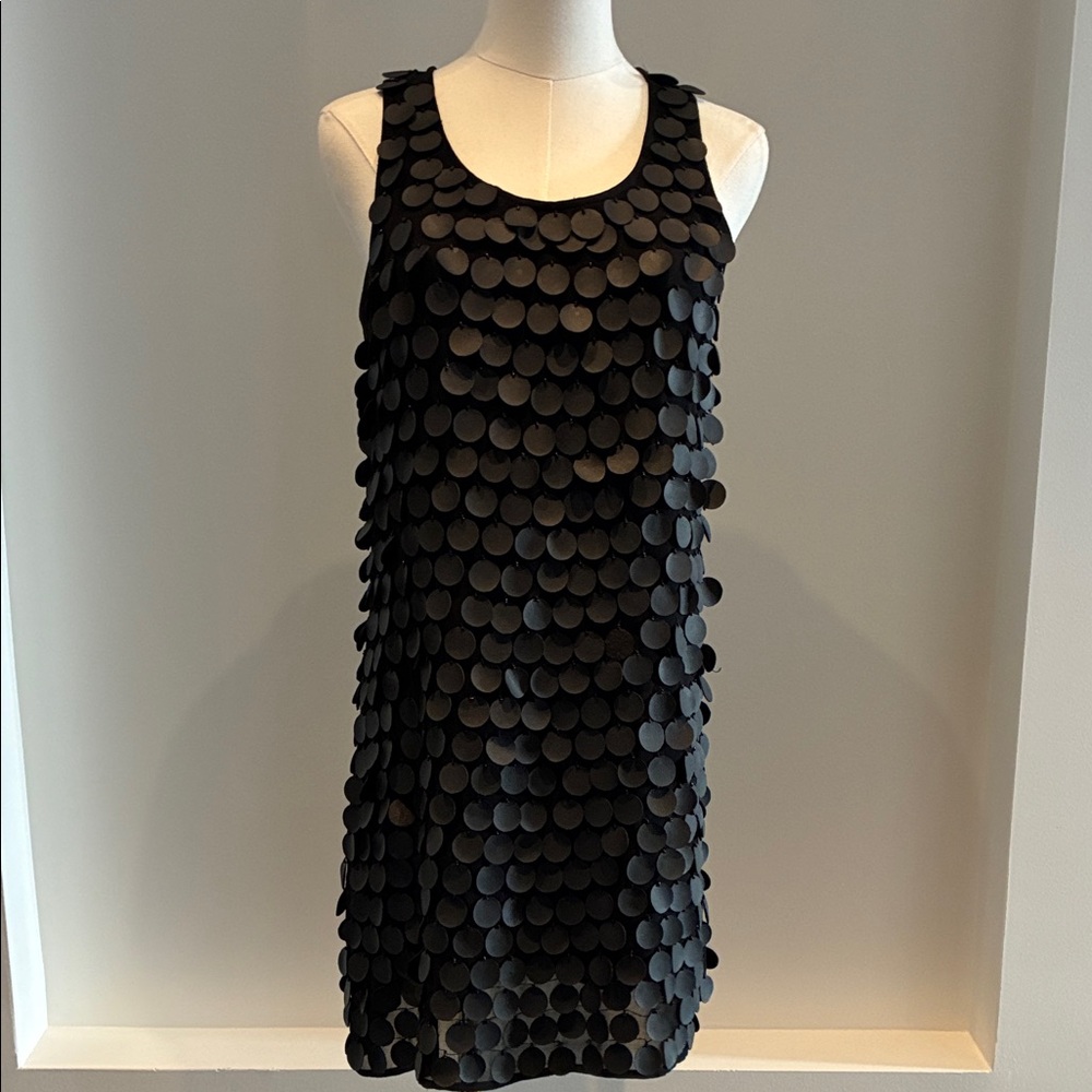 Zara Black Mini Dress with pu leather Circles